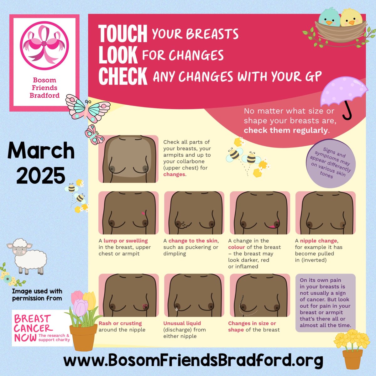 Pinch Punch, 1st of the month.
Time for your monthly #Breast check!
Whatever your age, size or shape it's important to get to know your 'normal' &amp; be #BreastAware
It's never too early to start checking your breasts
#BTHFT #BreastCancerAwareness #BreastCancer #BreastCheck
