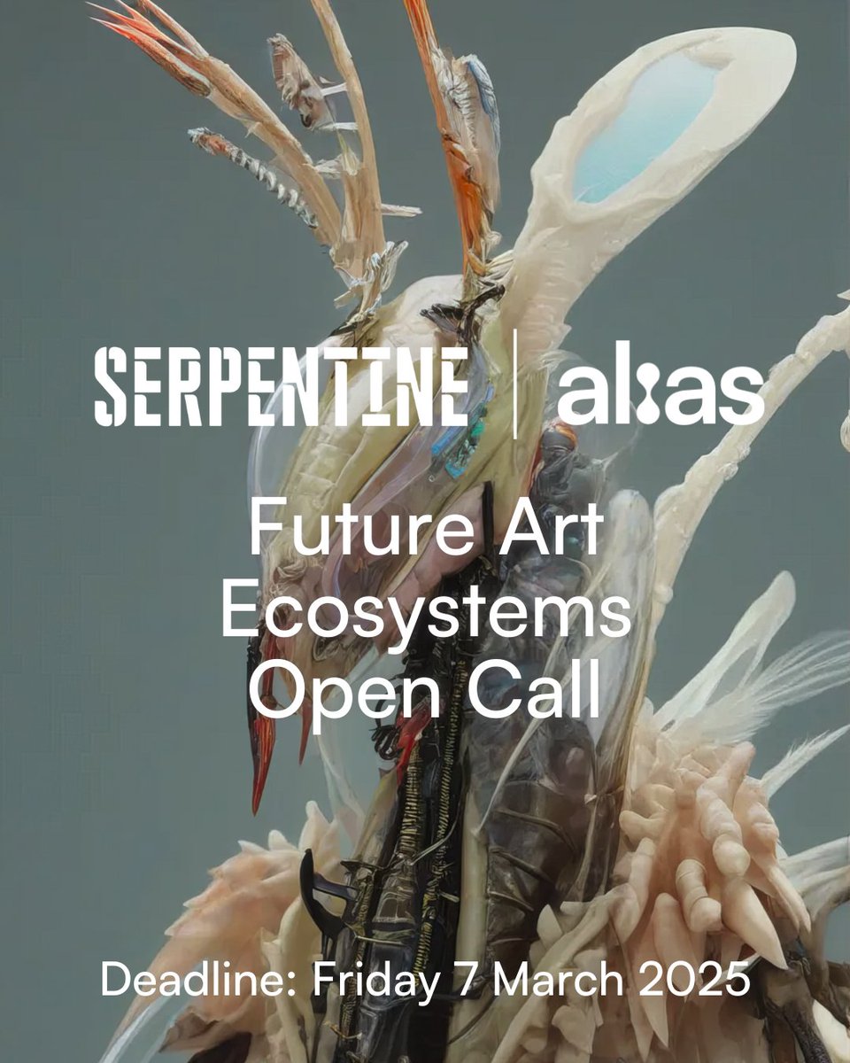 Submissions are open for the <a href="/SerpentineUK/">Serpentine</a> Gallery Future Art Ecosystems (FAE) x Alias Studio Open Call! 

Selected artists will receive support from Serpentine &amp; Alias Studio, including technical guidance from our founders during the hashtag#AI model training process, publicity