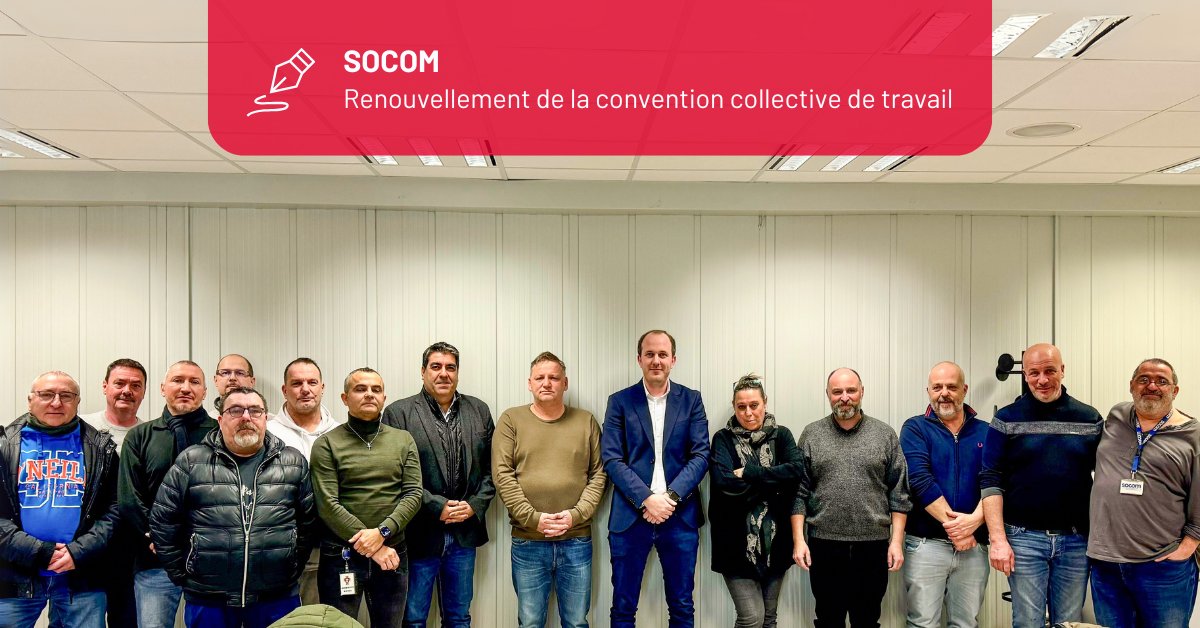 L’OGBL a signé ✍️ avec la direction de SOCOM le renouvellement de la convention collective de travail qui couvre les quelque 750 salariés de l’entreprise, apportant e.a. des avancées salariales. 👏

▶️ Découvrez les améliorations négociées: tinyurl.com/mtvk8yd2