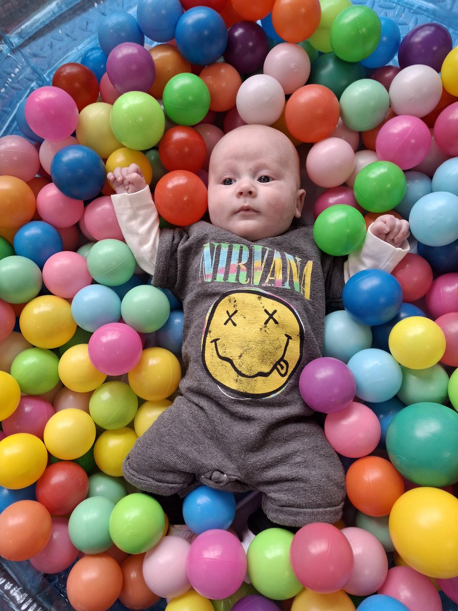 Gotta ingrain the core values from the very beginning...

Strolling into baby sensory 'Rock &amp; Roll' week in matching Nirvana tops because your mums got great taste in music &amp; onesies...
