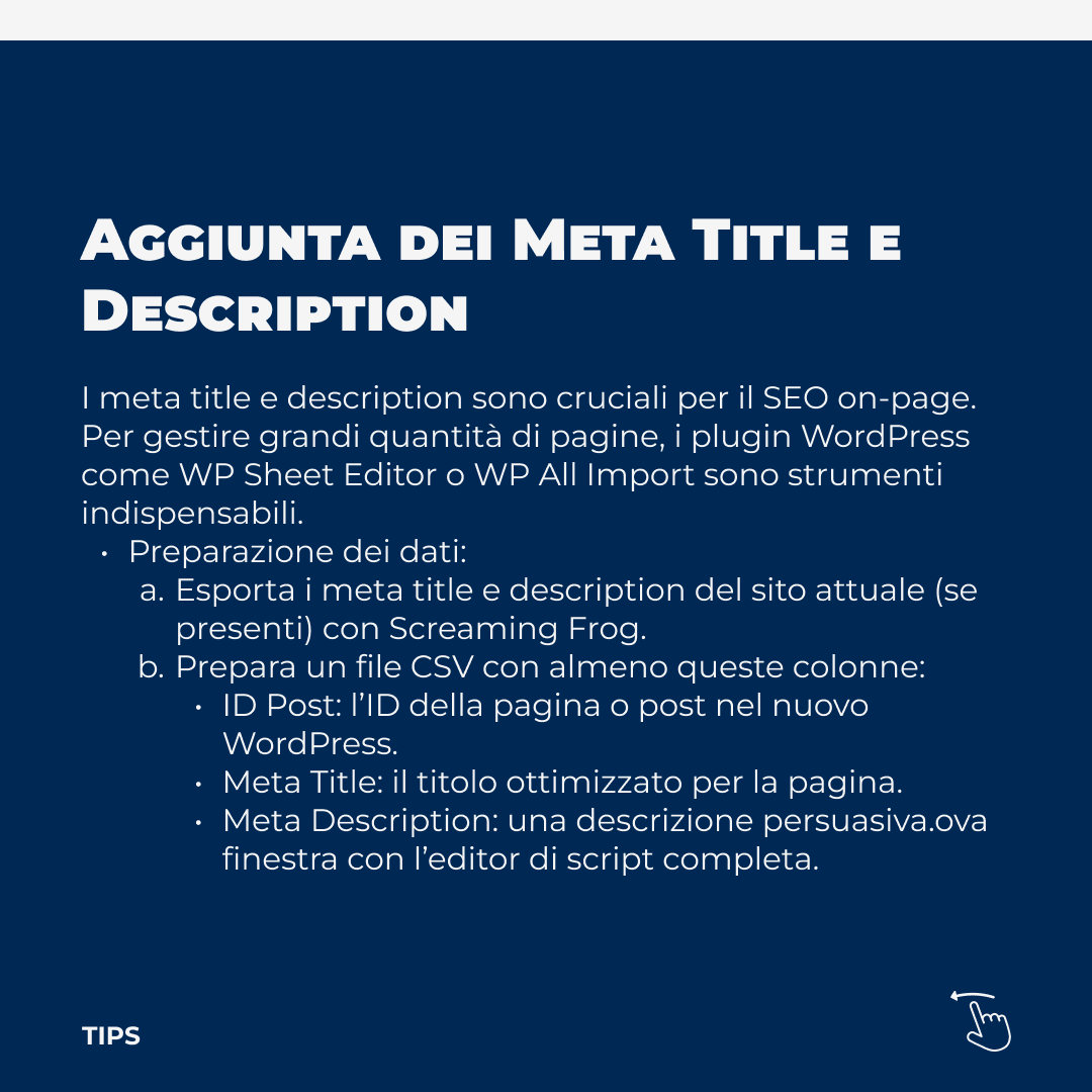 Actomedia's tweet photo. 🌐 𝐏𝐚𝐬𝐬𝐚𝐠𝐠𝐢 𝐞𝐬𝐬𝐞𝐧𝐳𝐢𝐚𝐥𝐢 𝐩𝐞𝐫 𝐮��𝐚 𝐦𝐢𝐠𝐫𝐚𝐳𝐢𝐨𝐧𝐞 𝐒𝐄𝐎-𝐟𝐫𝐢𝐞𝐧𝐝𝐥𝐲. #seo #tips #developer https://t.co/Pexv5W4spD