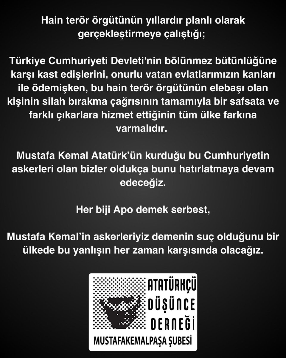 Görevi yeni devir aldığım Mustafakemalpaşa Atatürkçü Düşünce Derneğimiz adına kendi şahsi x hesabımdan da paylaşım yapacağım