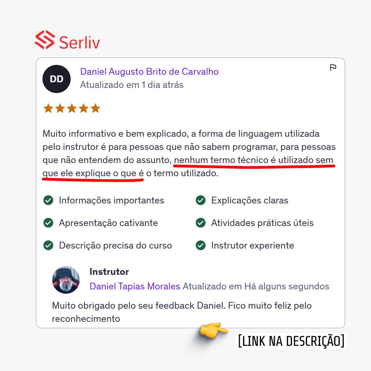 serlivcursos's tweet image. A partir de apenas 34,90 você pode começar a dar os primeiros passos no desenvolvimento frontend
serliv.com/cursos/
#DesenvolvimentoWeb #CursoDeProgramação #WebDeveloper #CursosOnline #frontend #webdev #javascript #LógicaDeProgramação #AprendaProgramar #html #css #htmlcss