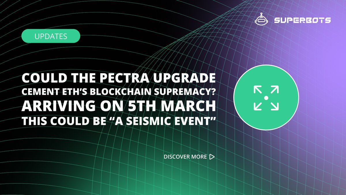 SuperBots (@superbots_fi) on Twitter photo Could the Pectra upgrade cement ETH’s #blockchain supremacy?
Arriving on 5th March, it offers the ultimate flexibility for external crypto wallets and layer-2 scalability.
See why <a href="/CointribuneEN/">Cointribune EN</a> believes this could be “a seismic event”: cointribune.com/en/crypto-pect… Could the Pectra upgrade cement ETH’s #blockchain supremacy?
Arriving on 5th March, it offers the ultimate flexibility for external crypto wallets and layer-2 scalability.
See why <a href="/CointribuneEN/">Cointribune EN</a> believes this could be “a seismic event”: cointribune.com/en/crypto-pect…