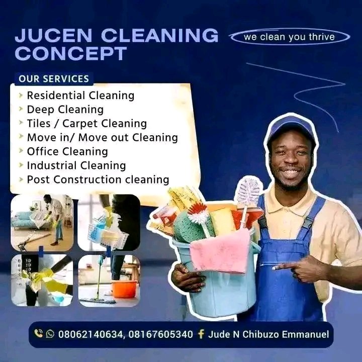 JudedeOptimist's tweet image. JUCEN CLEANING FOR YOUR HOUSE CLEANING SERVICES & NEEDS
WE OFFER THE FOLLOWING:
RESIDENTIAL CLEANING
POST CONSTRUCTION CLEANING
MOVE IN/MOVE OUT CLEANING
WINDOWS AND DOORS AND TILES CLEANING
HOUSE WEEKLY SERVICES
Rumuodara PH
08062140634
Jucencleaningconcept@gmail.com