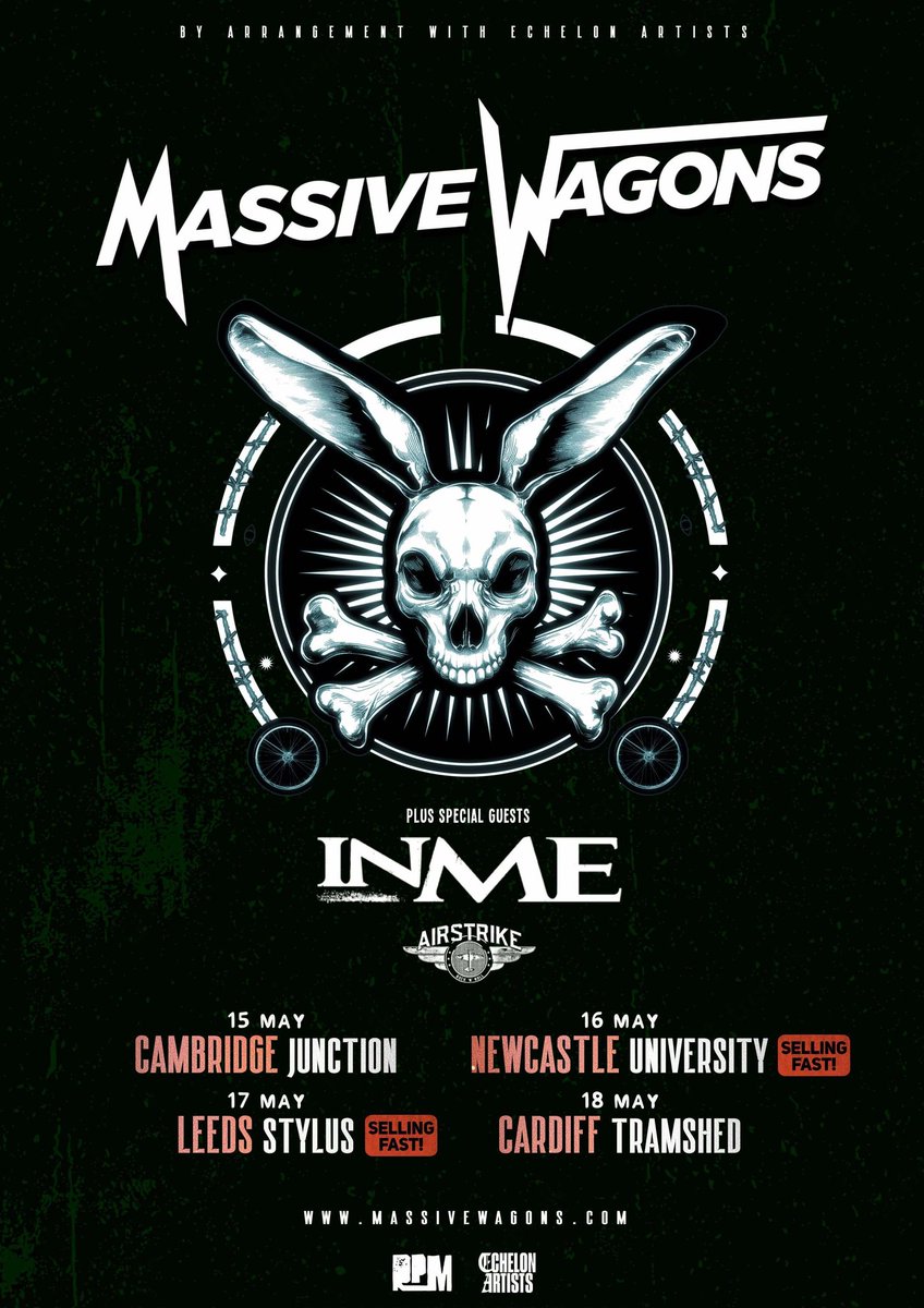 ✨ TOUR SUPPORTS ANNOUNCED FOR <a href="/MassiveWagons/">Massive Wagons</a>  ✨
Hitting the Road with on their 'Earth To Grace'  four UK dates will be the mighty  <a href="/inmeofficial/">InMe</a> and German Rockers  Airstrike who are also supporting the guys in Europe ‼ ... 
All tickets and info at:
massivewagons.com/live