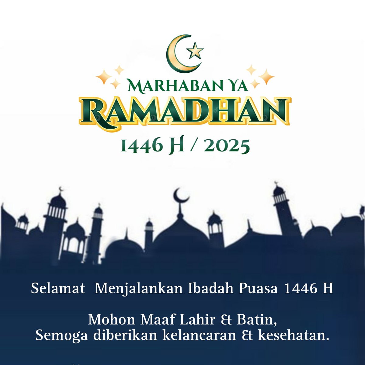 Selamat  Menjalankan Ibadah Puasa 1446 H

Mohon Maaf Lahir &amp; Batin,
Semoga diberikan kelancaran &amp; kesehatan.