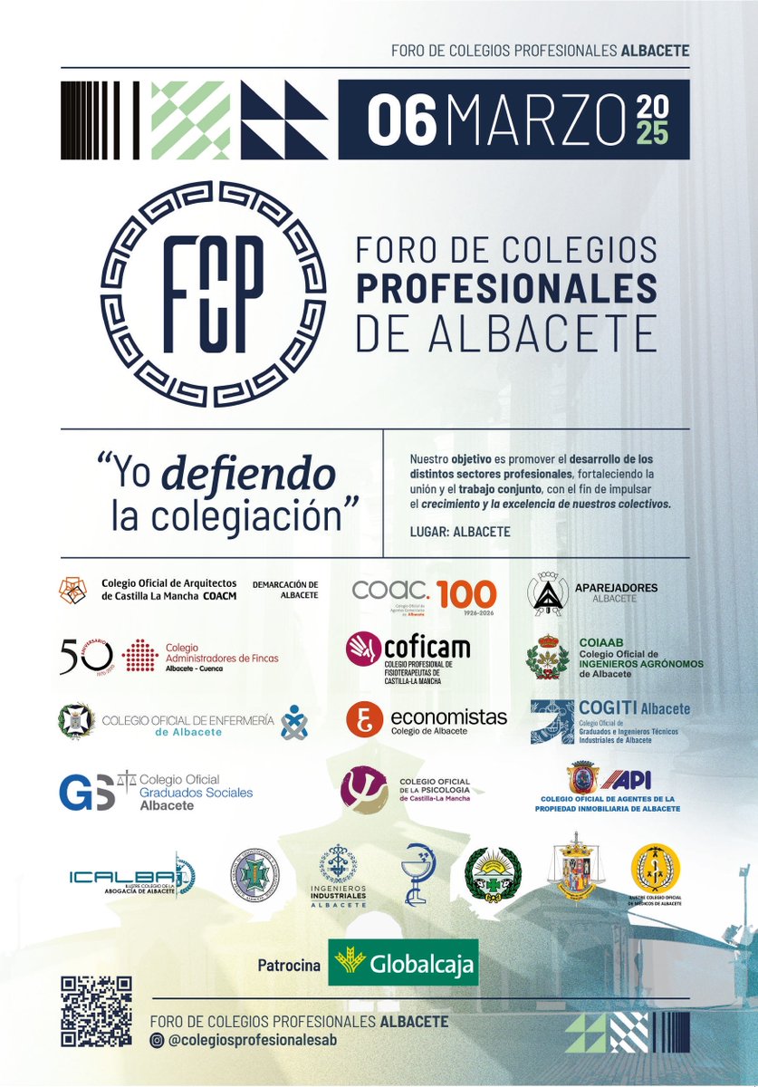𝗙𝗼𝗿𝗼 𝗱𝗲 𝗖𝗼𝗹𝗲𝗴𝗶𝗼𝘀 𝗣𝗿𝗼𝗳𝗲𝘀𝗶𝗼𝗻𝗮𝗹𝗲𝘀 𝗱𝗲 𝗔𝗹𝗯𝗮𝗰𝗲𝘁𝗲
«Colegios Profesionales y Sociedad»
📷La colegiación como marca de calidad.
📷Tendiendo puentes.
#YoDefiendoLaColegiación
— con <a href="/SomosGlobalcaja/">Globalcaja</a> 
coapialbacete.com/noticias/