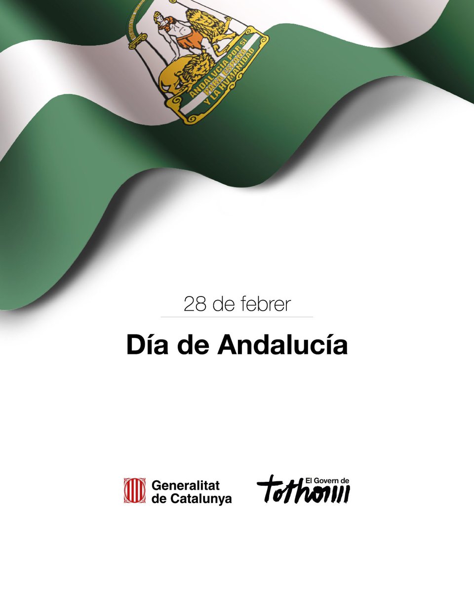 Son muchas las cosas que compartimos Catalunya y Andalucía: lazos históricos, culturales y afectivos que hoy debemos cuidar y fortalecer.

Catalans i andalusos ens podem sentir orgullosos de donar un exemple de fraternitat.

Feliç Dia d’Andalusia!
¡Feliz #DíaDeAndalucía!