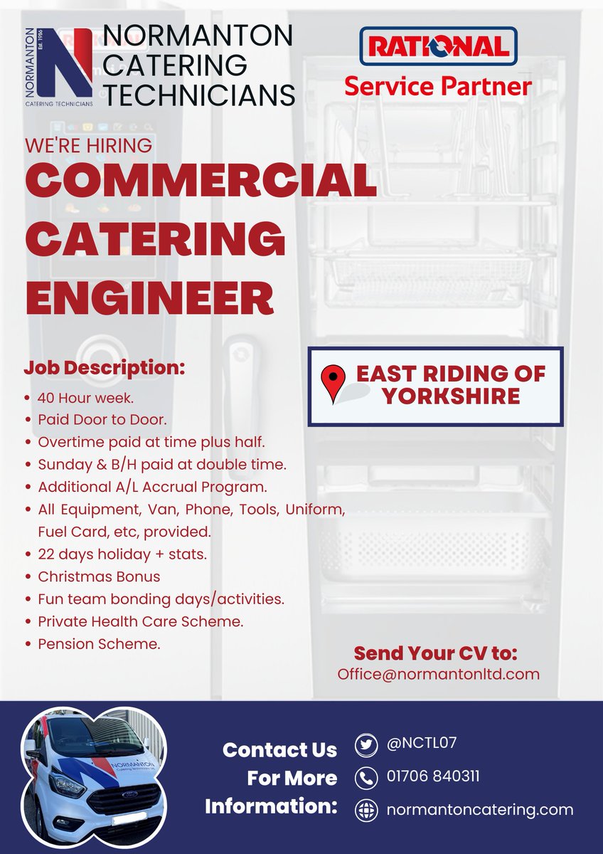 We are looking for Commercial Catering Engineers to join our brilliant, hard working and dedicated team👍

If you'd like to work for a company who's not only won #1 <a href="/RATIONAL_AG/">RATIONAL Japan</a> service partner of the year a industry leading 8 times, but also cares, then we're the one! ❤️ 

#Jobs