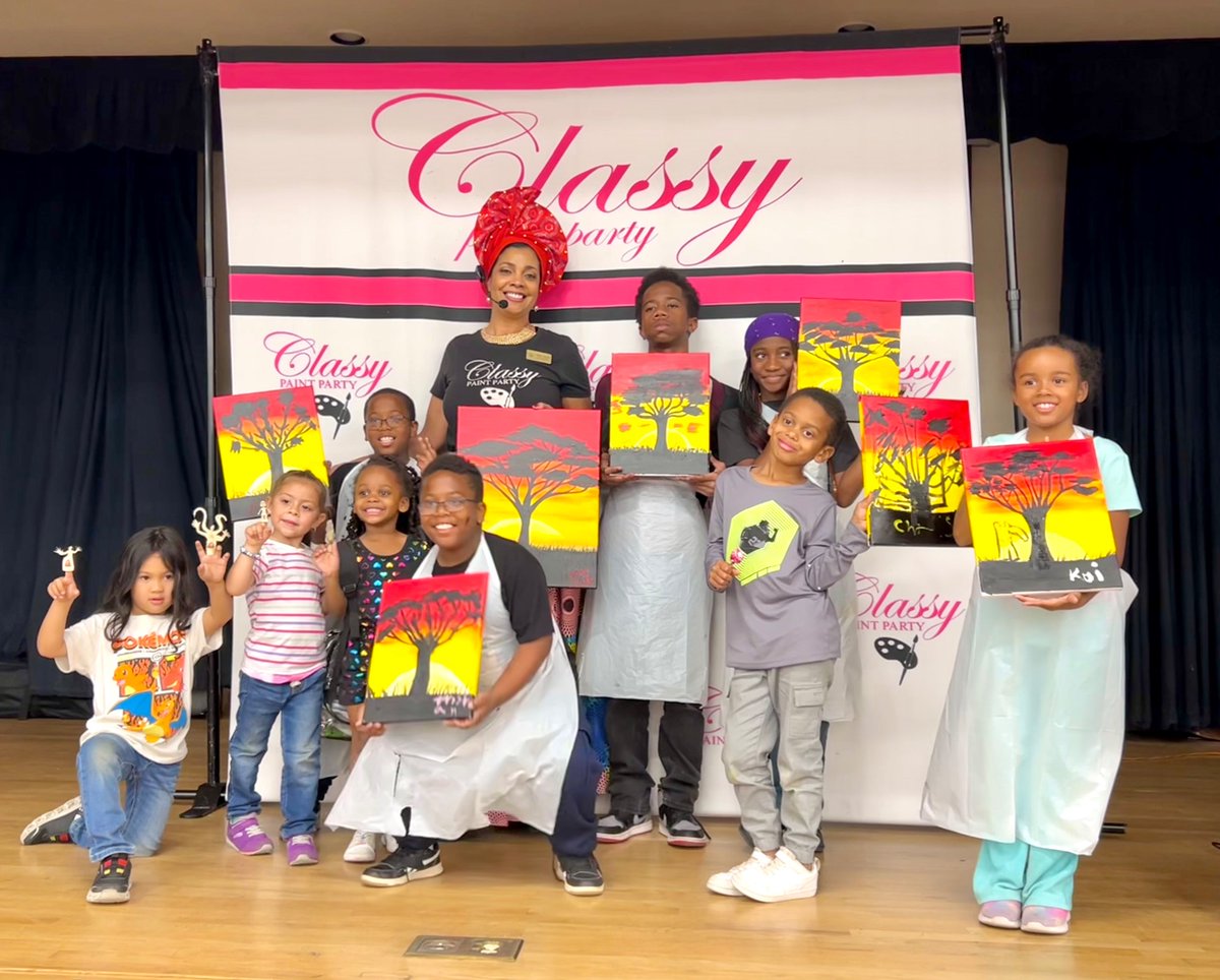 classy_paint's tweet photo. AAPAC BLACK HISTORY MONTH PARENT/STUDENT PAINT NITE. 100 painters!!! https://t.co/fExZgun2Wz