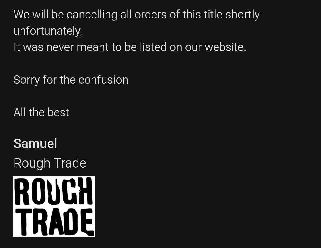 VINYLCORDALERTS's tweet image. ❌ #ANNULATION | Toutes les commandes pour le signé de #MAYHEM sur Rough Trade vont être annulées.. Well, je suis aussi déçue que vous 🥲