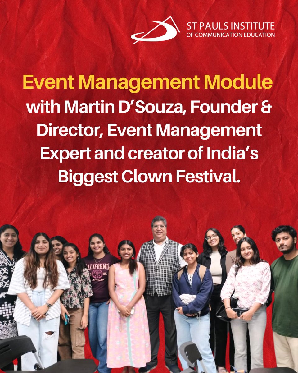 Our Advertising &amp; Public Relations students wrapped up their Event Management module with Martin D’Souza, Director of Light House Entertainment Pvt. Ltd. and the creator of India’s Biggest Clown Festival.

Thank you, Martin, for your time and guidance!

#SPICE #MediaSchool