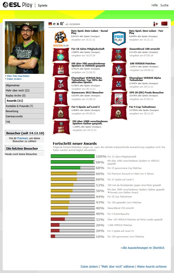 Hab gehört <a href="/ESLPlay/">ESL Play</a> schließt leider die Tore 😢

Vor über 15 Jahren hat dort alles für mich begonnen
14.06.09 01:01ʜ ᴇxᴀʀ ᴋᴜɴ ꜰɪʀꜱᴛ_ʟᴏɢɪɴ_ᴅᴇꜰᴀᴜʟᴛ

Danke für die geile Zeit damals und alles, was daraus entstanden ist 🖤