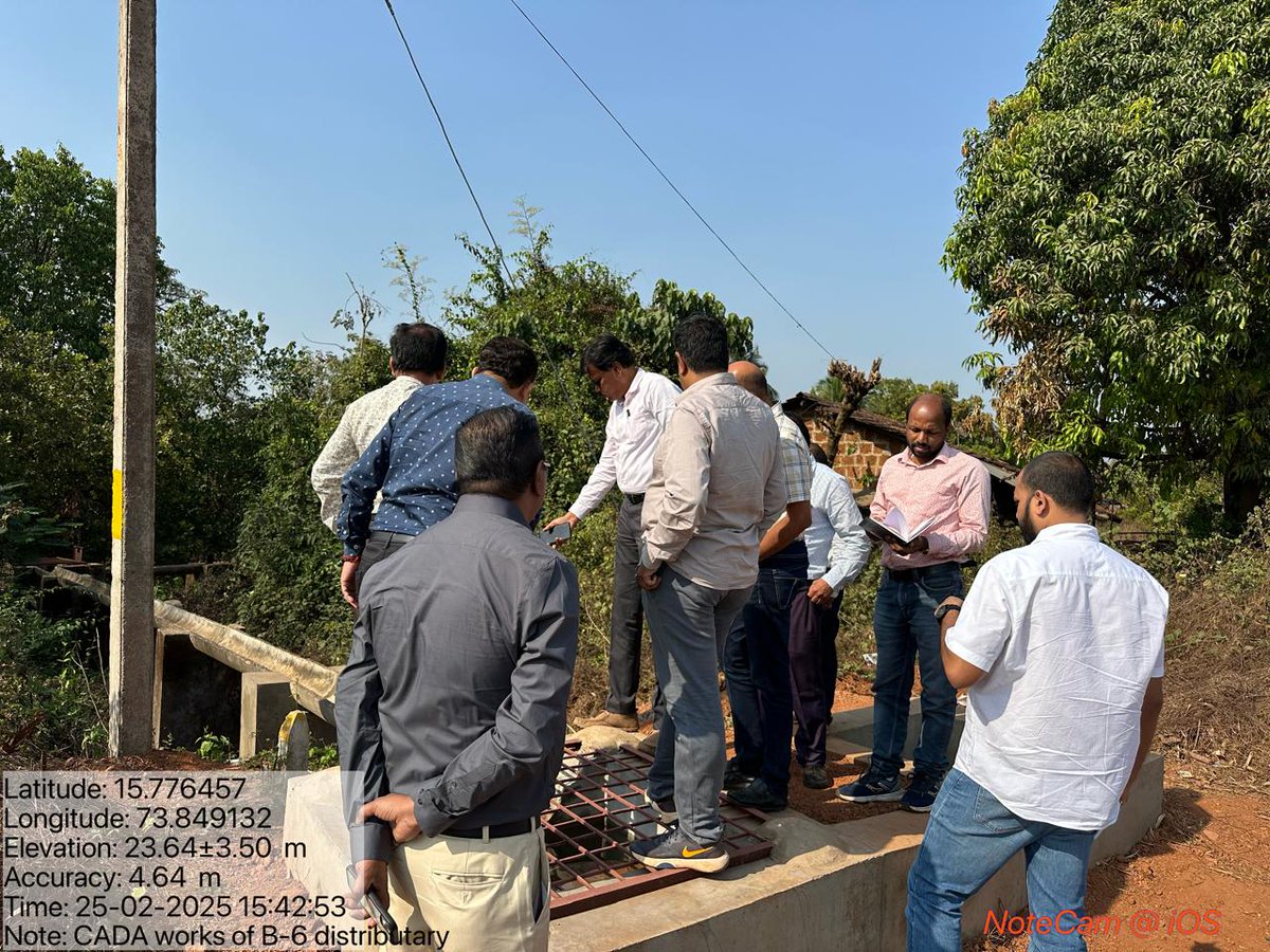 BangaloreCwc's tweet image. Monitoring visit to CADWM Components of Tillari Irrigation Project, Goa on 25th February 2025
has been conducted on 25th February 2025 by Director, DD &amp;amp; AD, Appraisal Dte, MSO, CWC, Bengaluru accompanied by SE, EE, AEE and concerned officials of WRD department, Govt of Goa