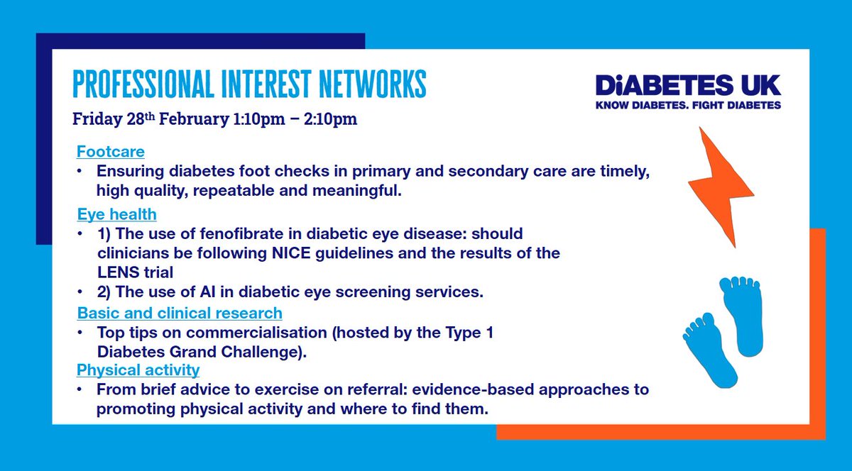 Come and join us for our PIN session at 1:10 today! Join in on conversations on foot-care, eye health, physical activity and top tips on clinical research 👐🏼