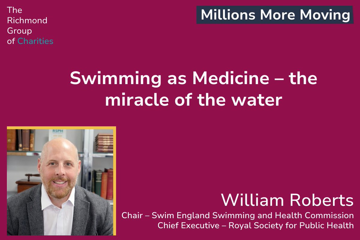 The Richmond Group (@richmondgroupoc) on Twitter photo The next addition to our Millions more moving blog series comes from <a href="/WilliamR0b3rts/">William Roberts</a>, Chair of the Swim England Swimming and Health Commission & Chief Executive of <a href="/R_S_P_H/">Royal Society for Public Health</a>
William talks about the transformative impact swimming can have! richmondgroupofcharities.org.uk/publications/s… The next addition to our Millions more moving blog series comes from <a href="/WilliamR0b3rts/">William Roberts</a>, Chair of the Swim England Swimming and Health Commission & Chief Executive of <a href="/R_S_P_H/">Royal Society for Public Health</a>
William talks about the transformative impact swimming can have! richmondgroupofcharities.org.uk/publications/s…