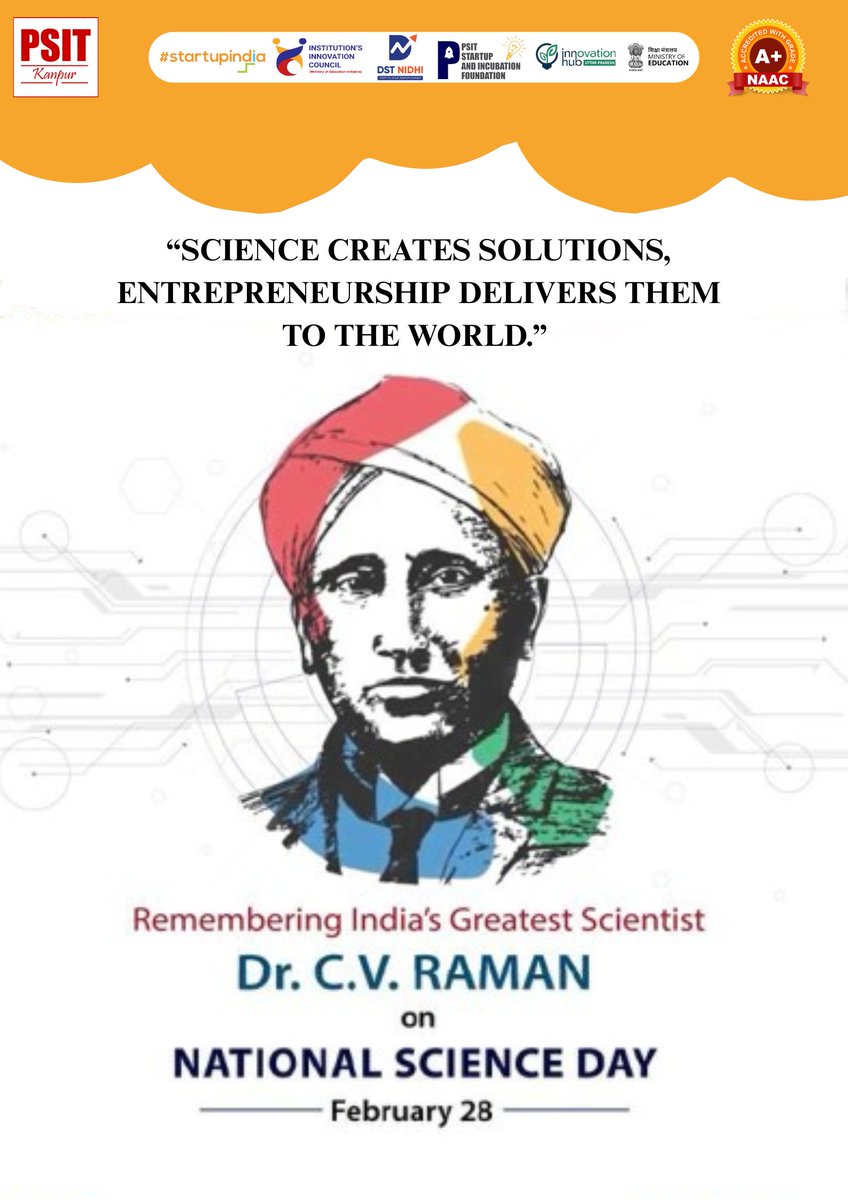 Remembering CV Raman's legacy and inspiring the next generation of innovators.🚀
PSIT SIF wishes you a Happy National Science Day!

#ScienceandEntrepreneurship #FromLabtoMarket

<a href="/PSITKanpur2004/">PSIT Kanpur</a> <a href="/srajanecellpsit/">Srajan E-Cell PSIT</a> <a href="/shah_dhawan/">Anurag Shah Dhawan</a> <a href="/ecelliitk/">E-Cell, IIT Kanpur</a>