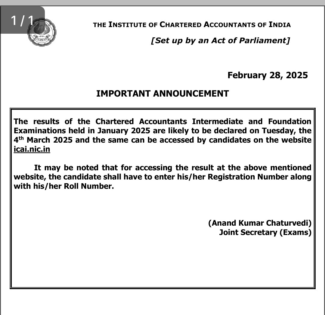 CANITINCHAWLA's tweet photo. Result of CA Inter and Foundation on 4th March.....

#cainter #cafoundation
#icai #resultdate https://t.co/SPYemTKSKK