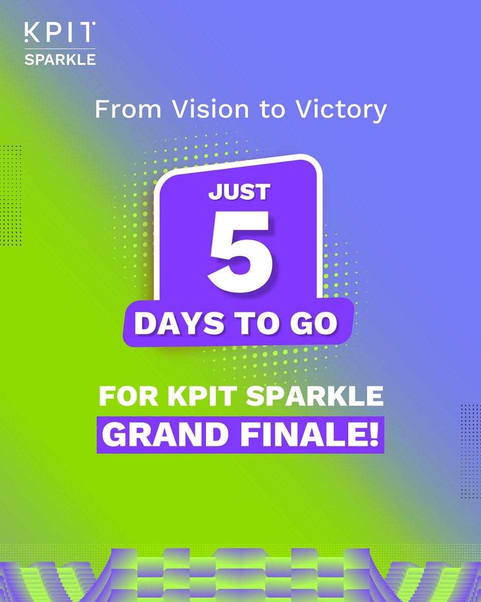 Only 5 days to go until the ultimate showcase of ideas and creativity! Brace yourself for KPIT Sparkle 2025.
#KPITSparkle #Innovation #FutureMakersatKPIT #KPITSparkleFinale2025 #KPIT