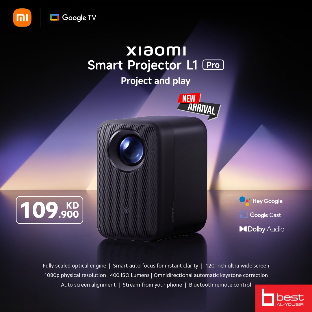 BestAlYousifi's tweet image. 🌙 استمتع بمشاهدة برامج رمضان المفضلة على شاشة كبيرة مع جهاز العرض الذكي من Xiaomi. اجمع عائلتك لتجربة غامرة لا تُنسى! 📽️✨
متوفر أونلاين وفي المعارض.
Order now: ow.ly/ETx050V7Aca
#Bestalyousifi #Xiaomi #SmartProjector #RamadanExperience #FamilyTime