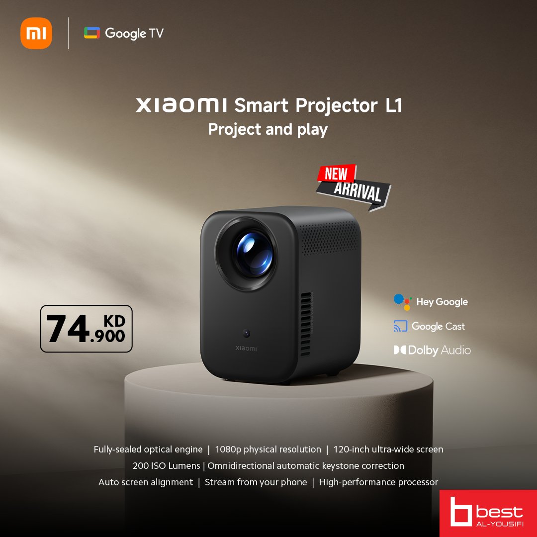 BestAlYousifi's tweet image. 🌙 استمتع بمشاهدة برامج رمضان المفضلة على شاشة كبيرة مع جهاز العرض الذكي من Xiaomi. اجمع عائلتك لتجربة غامرة لا تُنسى! 📽️✨
متوفر أونلاين وفي المعارض.
Order now: ow.ly/ETx050V7Aca
#Bestalyousifi #Xiaomi #SmartProjector #RamadanExperience #FamilyTime