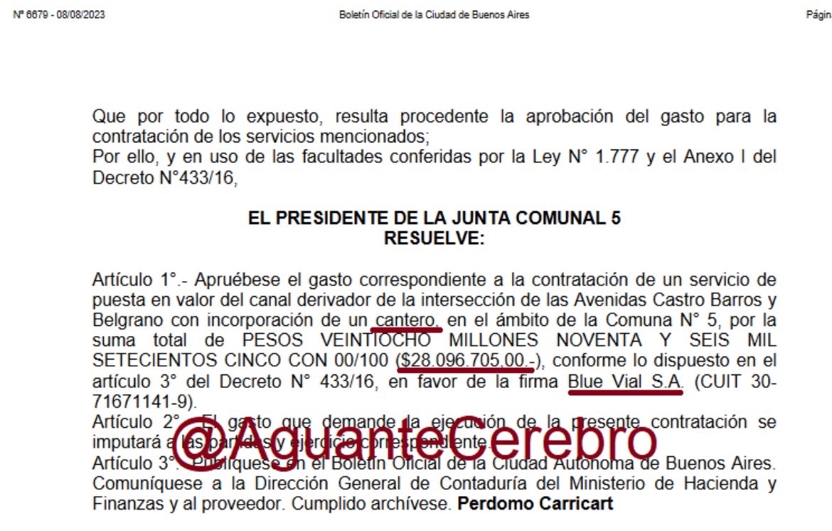 Parece que en la comuna 5 hace rato que vienen poniendo canteros carísimos y el proveedor es siempre el mismo.
Este es de agosto 2023, por 28 millones de pesos.
La empresa es la misma que en los tuits de ayer.