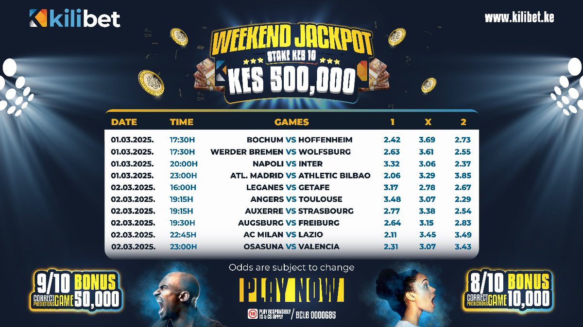 kilibet_ke's tweet photo. ⚽ Ni wakati wa KUPIGA DEAL ya Wikendi! 💰

Jackpot ni yako! Je umejiandaa kutikisa meza?

🎯 Weka bet yako sasa hivi uwe mshindi.

✨ Bonasi za 8/10 na 9/10 zinakusubiri! 🔥

👉 Usikose hii bahati: https://t.co/Ff8qnmWRzl

#WeekendJackpot  #BonasiYaUkweli #kilibet https://t.co/3qIdMNdWvk