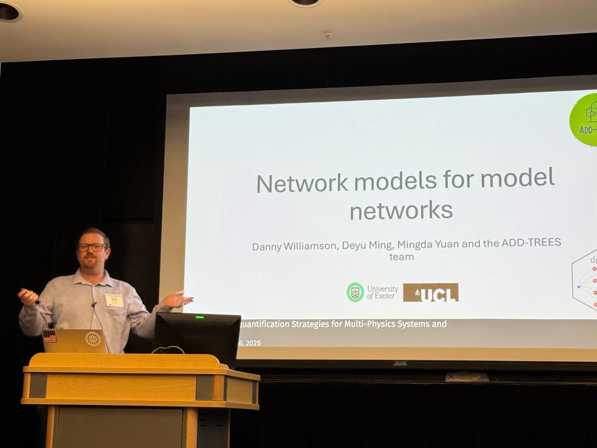 ADD_TREES's tweet image. A great image of our @ADD_TREES director, Prof Danny Williamson, presenting at the Institute of Mathematical and Statistical Innovation in Chicago this week on 'Network models for model networks'.