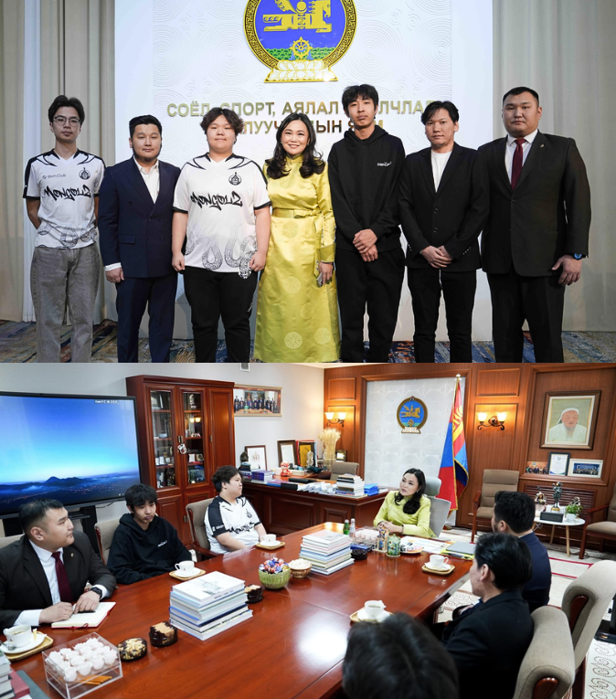 Ozzny_CS2's tweet photo. TheMongolz officially joined the Mongolian National Esports Team 🇲🇳‼️

They visited Mongolia's Minister of Sports, where the government expressed gratitude for their representation of Mongolia internationally 👏 https://t.co/HLbYhufHBI