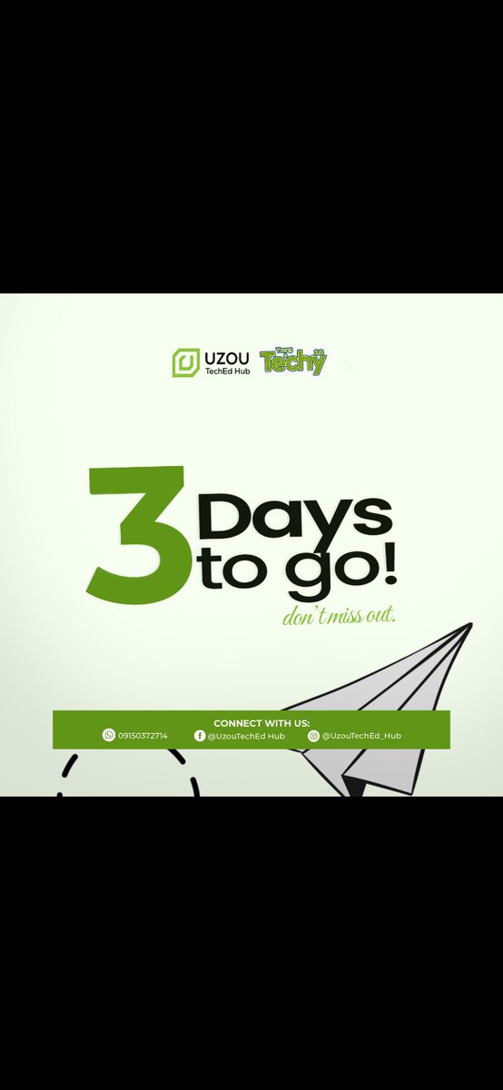 Uzou_TechED_Hub's tweet photo. ⏳Just 3 Days to "Something Big is Coming".....
In just 3 days, the future of new techie teens would start moving...with or without you.
👀Will you be in?
📌 Stay Tuned for the Big Reveal
#YoungAndTechy2.0 #technewbies #TechForTeens https://t.co/TB1aOq4P8p