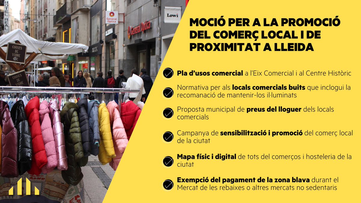 ercpaeria's tweet photo. 🟡Presentem una #moció per a la promoció del comerç local i de proximitat a #Lleida.

👉Estem al costat dels comerciants de la nostra ciutat i defensarem fins al final el teixit comercial urbà de la nostra ciutat. https://t.co/e0pVrIkimu