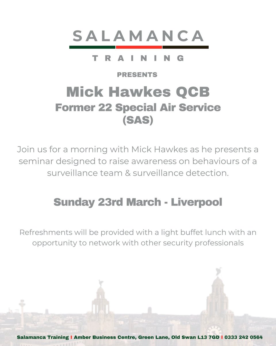 If you work in security and take your role seriously, you won’t want to miss this, message <a href="/Salamancatrg/">Salamanca Training</a> to book your place.