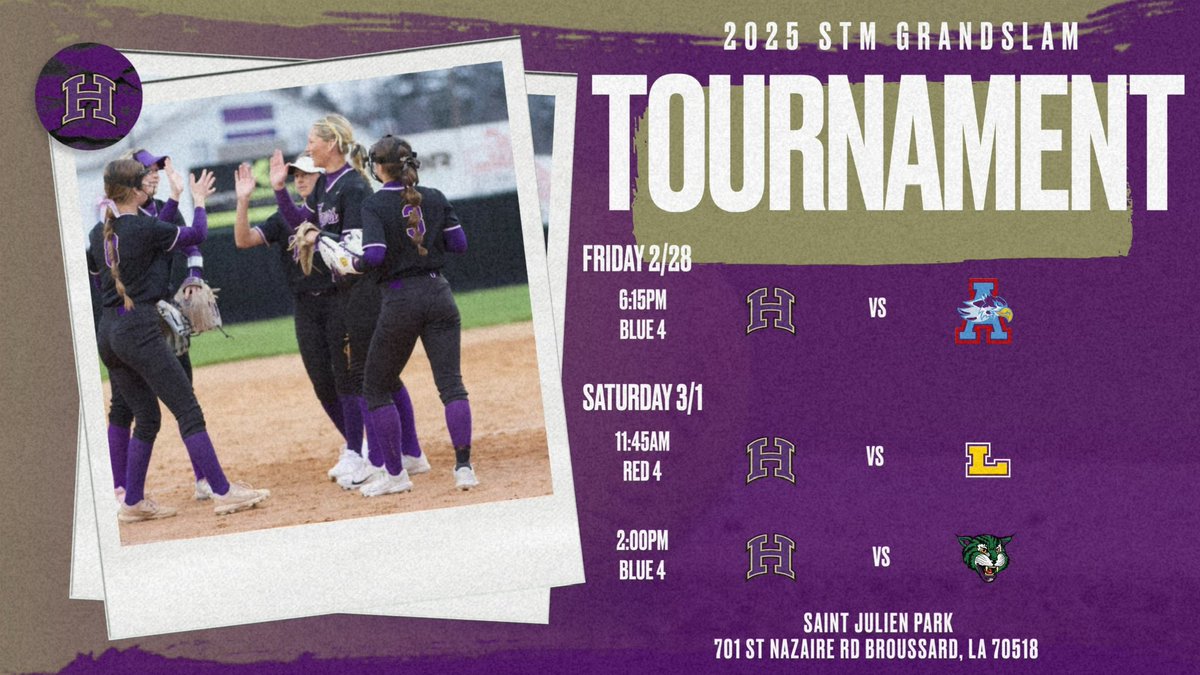 💛💜🚌 Our Lady Tigers are hitting the road this weekend to play in the 2025 STM Grandslam Tournament 💜💛 Let’s geauxxxx! 🐅🥎