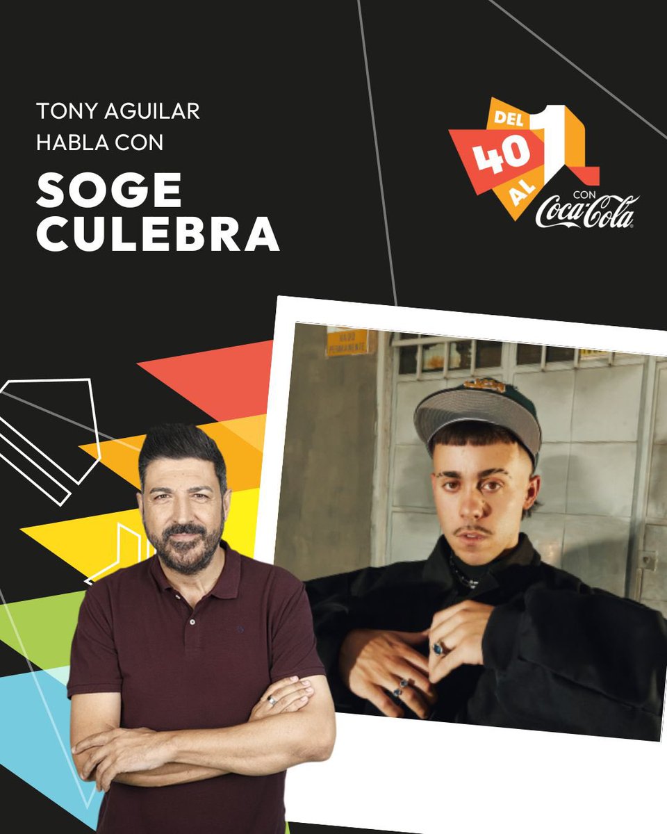 Tony Aguilar (@tonyaguilarofi) on Twitter photo Mañana sábado nuestro invitado en <a href="/Del40al1_es/">Del 40 al 1</a> dando el VOTO VIP será el genial <a href="/sogeculebra1/">Soge Culebra</a>.
Veremos a quien apoya el murciano!!!!
Desde las 10am, 9am Canarias #Del40al1CocaCola Mañana sábado nuestro invitado en <a href="/Del40al1_es/">Del 40 al 1</a> dando el VOTO VIP será el genial <a href="/sogeculebra1/">Soge Culebra</a>.
Veremos a quien apoya el murciano!!!!
Desde las 10am, 9am Canarias #Del40al1CocaCola