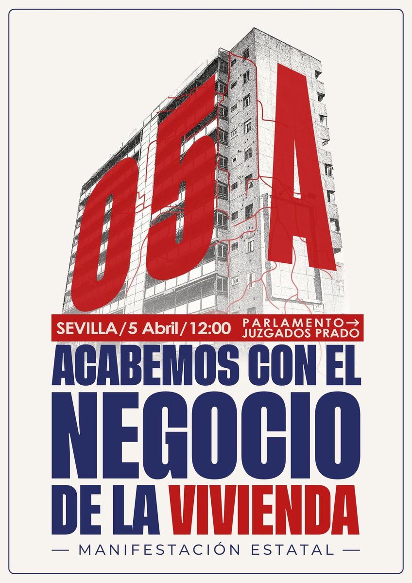 Ya tenemos hora y recorrido ☺️
El #5DeAbril todas en #Sevilla en defensa de una #ViviendaDigna 
#StopDesahucios   
#DerechoATecho 
<a href="/LA_PAH/">Plataforma de Afectadas por la Hipoteca</a> 
<a href="/MoViviendaSev/">Movimiento por la Vivienda de Sevilla</a>