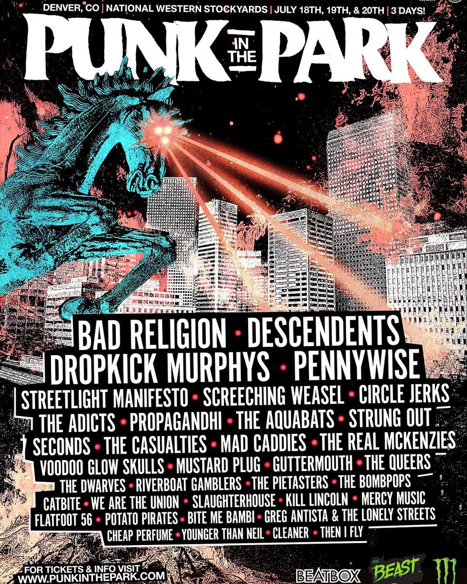 Pennywise (@pennywise) on Twitter photo Go get āem Denver. š„Tickets for <a href="/punk_inthepark/">Punk in The Park</a> are on sale now at punkinthepark.com
@monstermusic Go get āem Denver. š„Tickets for <a href="/punk_inthepark/">Punk in The Park</a> are on sale now at punkinthepark.com
@monstermusic