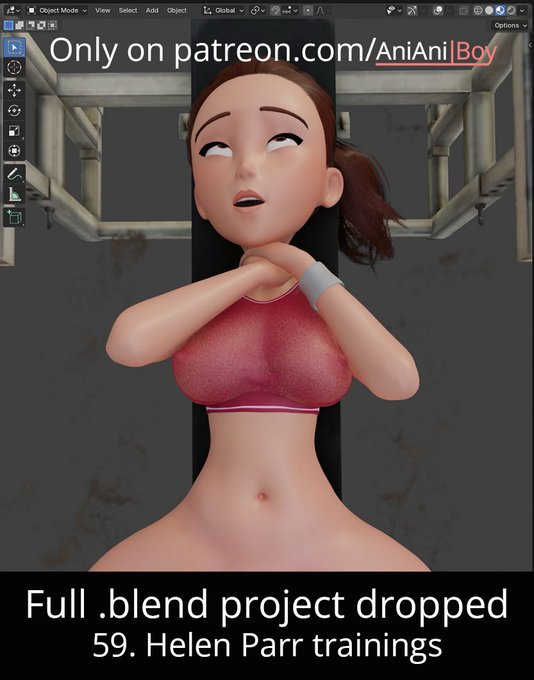 The full .blend files for project #59. Helen Parr trainings, was dropped in the Blender Buddy archive