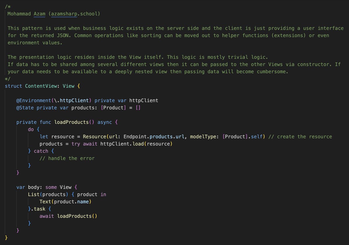 azamsharp's tweet image. Different Patterns I Use for Building SwiftUI Applications 

#SwiftUI #iOSDev #SwiftData