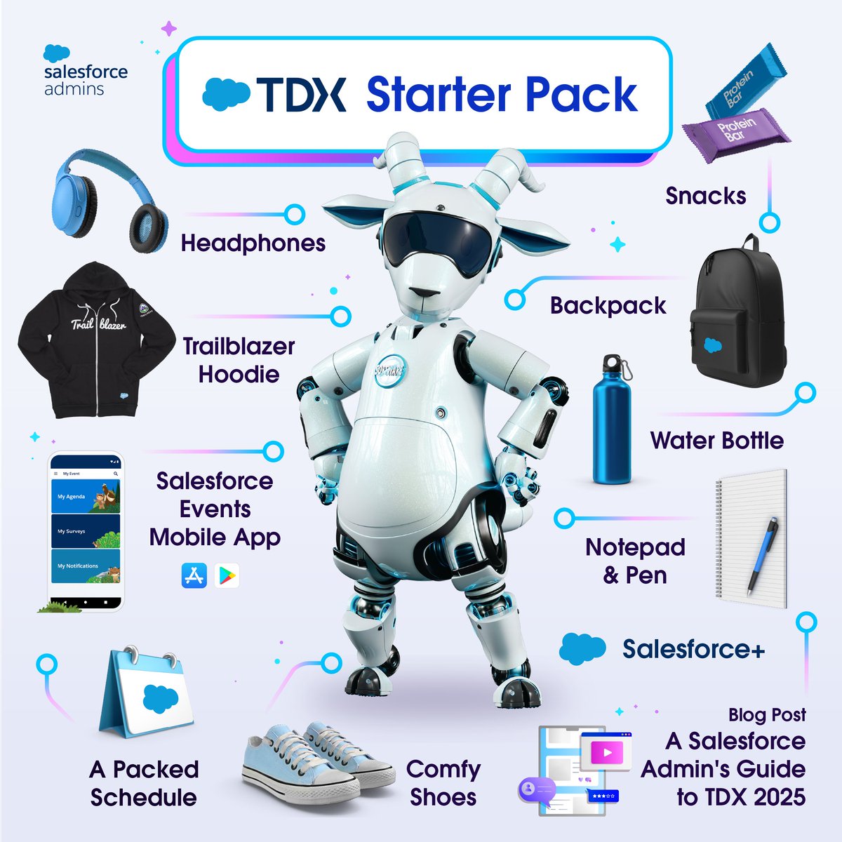 Your #TDX25 Starter Pack is here!

No matter how you’re joining—in person or on Salesforce+—these essentials will set you up for success. What’s your must-have for TDX? Let us know below! 👇

Get key resources in the thread. 🧵