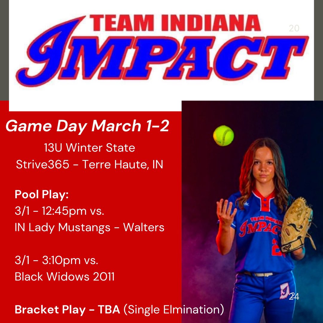 Gabby_24_2029's tweet photo. Back at it this weekend in our last indoor tournament. Excited for a chance to play in my hometown!
Let’s go Impact! ❤️🥎💙 https://t.co/sDVYkd1G7m