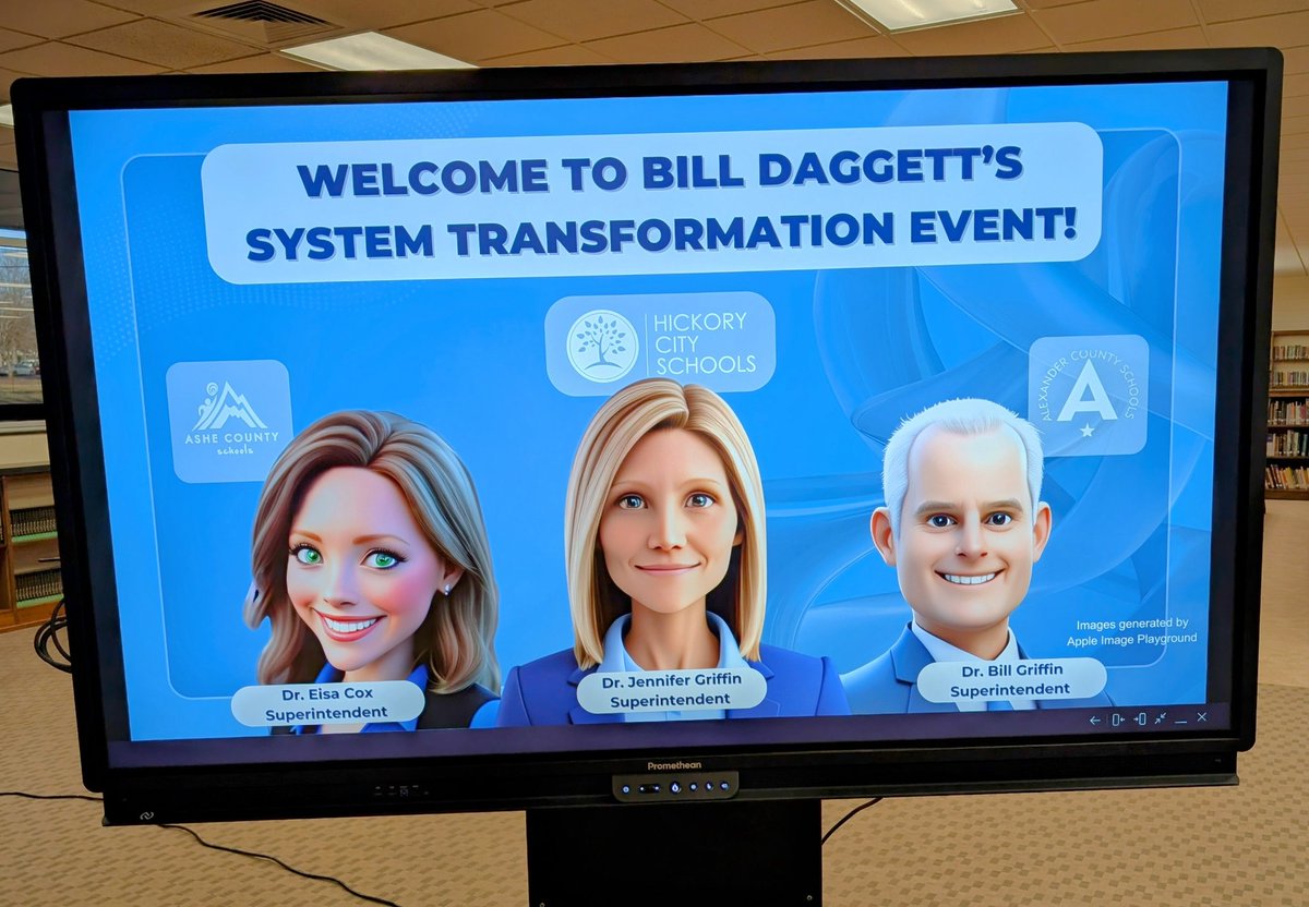 I walked into a meeting at Hickory High School this morning and saw the welcome sign in the media center 😂 <a href="/Eisa_Cox/">Eisa Krushansky Cox</a> #DrJennifetGriffin #DrBillGriffin.  #LeadershipMatters #NCSSA #AI