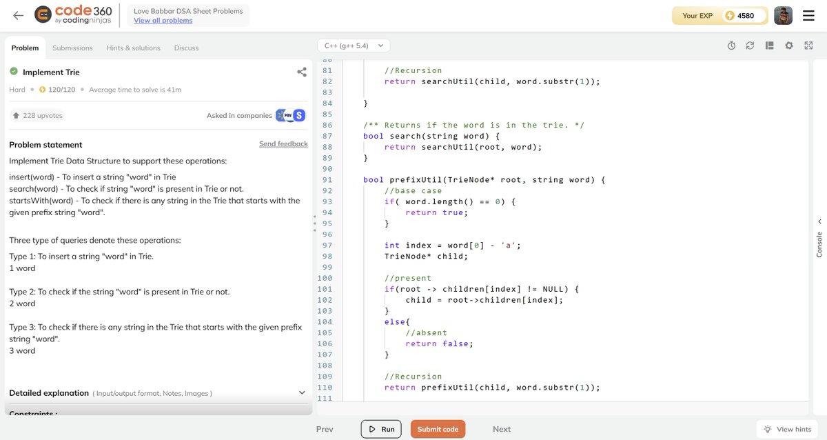 sashikantsingh_'s tweet image. Solve Trie Questions
->Maximum frequency number
->Implement Trie
->Longest Common Prefix
->Implement a phone directory
#DSA #code360 #codingninja #learninpublic #buildinpublic #CONNECT