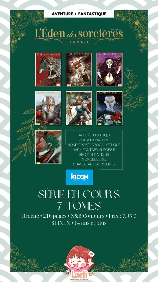 laylay_titia's tweet photo. Nouvelle review Manga ! Cette fois-ci je vous parle de L'Eden des Sorcières de @yumeji28 publié chez @ki_oon_Editions. Une pépite ! 
➡️https://t.co/SmKknxQFjd…

#manga #mangareview
#mangareco #darkfantasy #seinen #witch #vendredilecture #booklovers #mangalover #bookstagram https://t.co/TlJSH9dynK