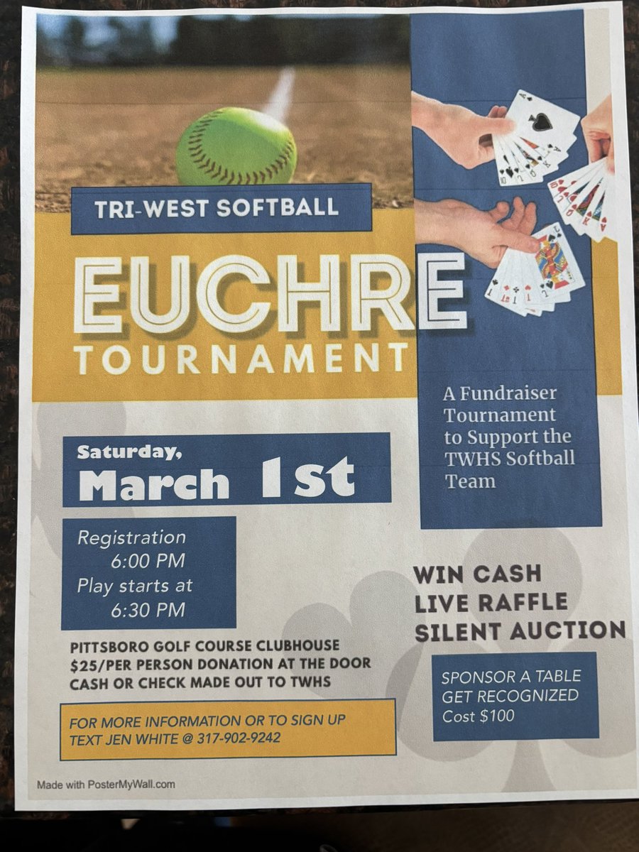 Looking for something to do Saturday night. Come out to the Pittsboro Golf Course for our euchre night. We will have raffles, silent auctions an fun.  We still have room for a few players if you want to play.