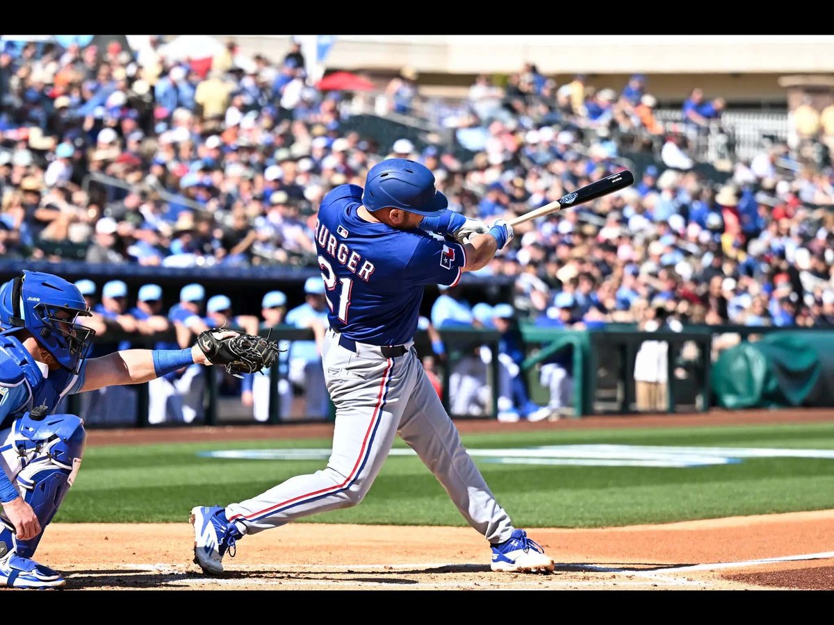 barstoolsports's tweet photo. After Being Away From The Rangers This Entire Week While His 4-Month Old Daughter Had Open Heart Surgery, Jake Burger Got To Camp At 7:45 AM, Didn't Sleep And Then Crushed A Home Run While Wearing His Daughter's Hospital Bracelet https://t.co/rntm1k4UnU https://t.co/k5ciwR4E1P