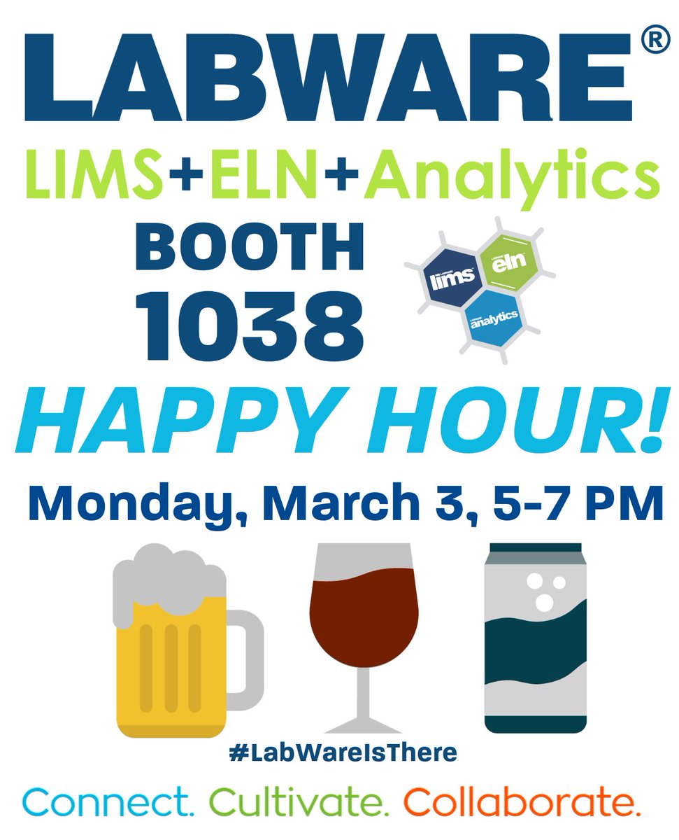 LabWareInc's tweet image. Pittcon 2025 → Join LabWare for our After-Expo Happy Hour!
📍 Booth 1038 at #Pittcon2025 labware.me/3EPg0BZ
📅 Monday, March 3, from 5:00 – 7:00 PM
Celebrating our Food & Beverage industry customers! 🍺🍷
#Pittcon #LabWareIsThere #LIMS #ELN #Analytics #FoodandBeverage