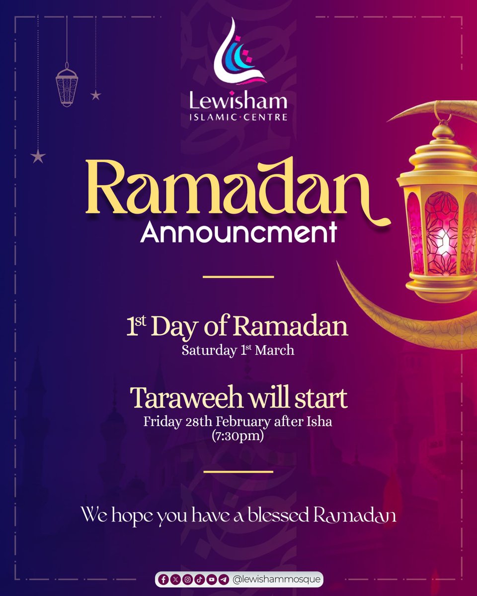 LIC can officially announce that the 1st day of Ramadan is tomorrow and Taraweeh will start tonight after Isha Prayer.

For more information refer to the poster.

#Ramadan2025 #taraweeh #Fasting #LIC