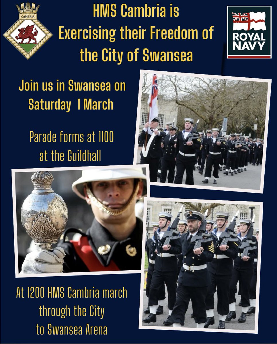 HMS Cambria (@hmscambria) on Twitter photo Sun is shining in Swansea☀️Don't forget to join <a href="/HMSCambria/">HMS Cambria</a> tomorrow to celebrate our Freedom of the City this St David's Day. <a href="/RNinWales/">Royal Navy in Wales Cymru</a> <a href="/RNReserve/">Royal Naval Reserve</a> <a href="/RFCAforWales/">RFCA for Wales</a> <a href="/SwanseaCouncil/">Swansea Council</a> Sun is shining in Swansea☀️Don't forget to join <a href="/HMSCambria/">HMS Cambria</a> tomorrow to celebrate our Freedom of the City this St David's Day. <a href="/RNinWales/">Royal Navy in Wales Cymru</a> <a href="/RNReserve/">Royal Naval Reserve</a> <a href="/RFCAforWales/">RFCA for Wales</a> <a href="/SwanseaCouncil/">Swansea Council</a>