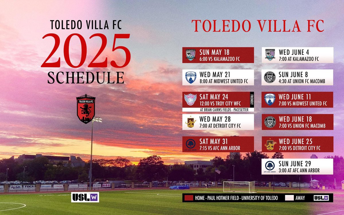 Can’t wait for the Toledo Villa FC Women’s inaugural season to begin!!  Let’s GO!! ⚽️